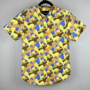 Wildfang Essential Button-Up Shirt Womens Multicolor Abstract Camo Short Sleeve